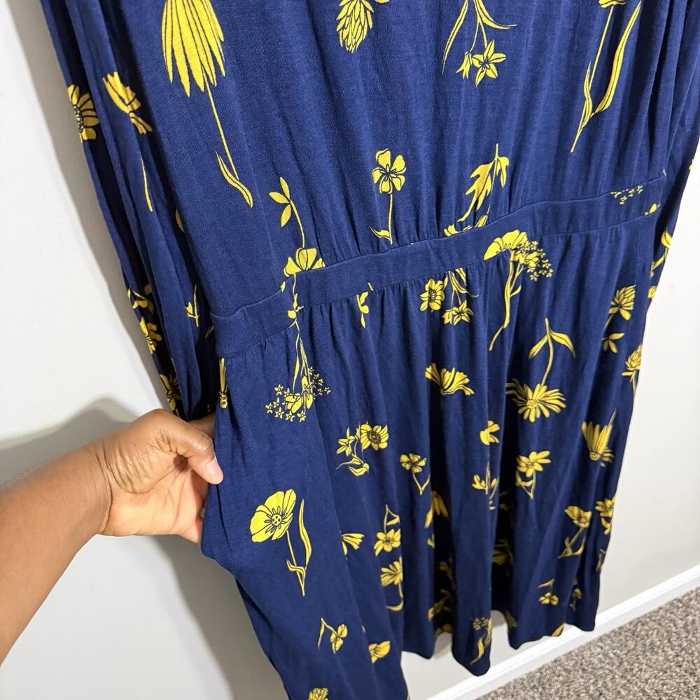Boden US 12R Jersey Longsleeves Stretch Floral Maxi Dress Navy Blue Yellow - Picture 6 of 6